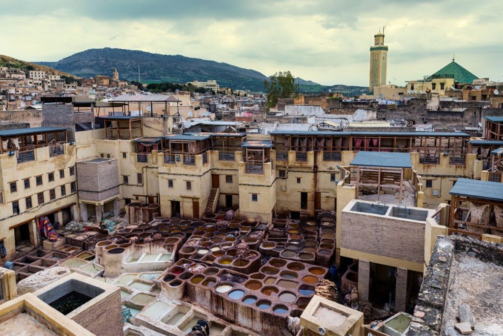 Curtumes na antiga medina de Fez
