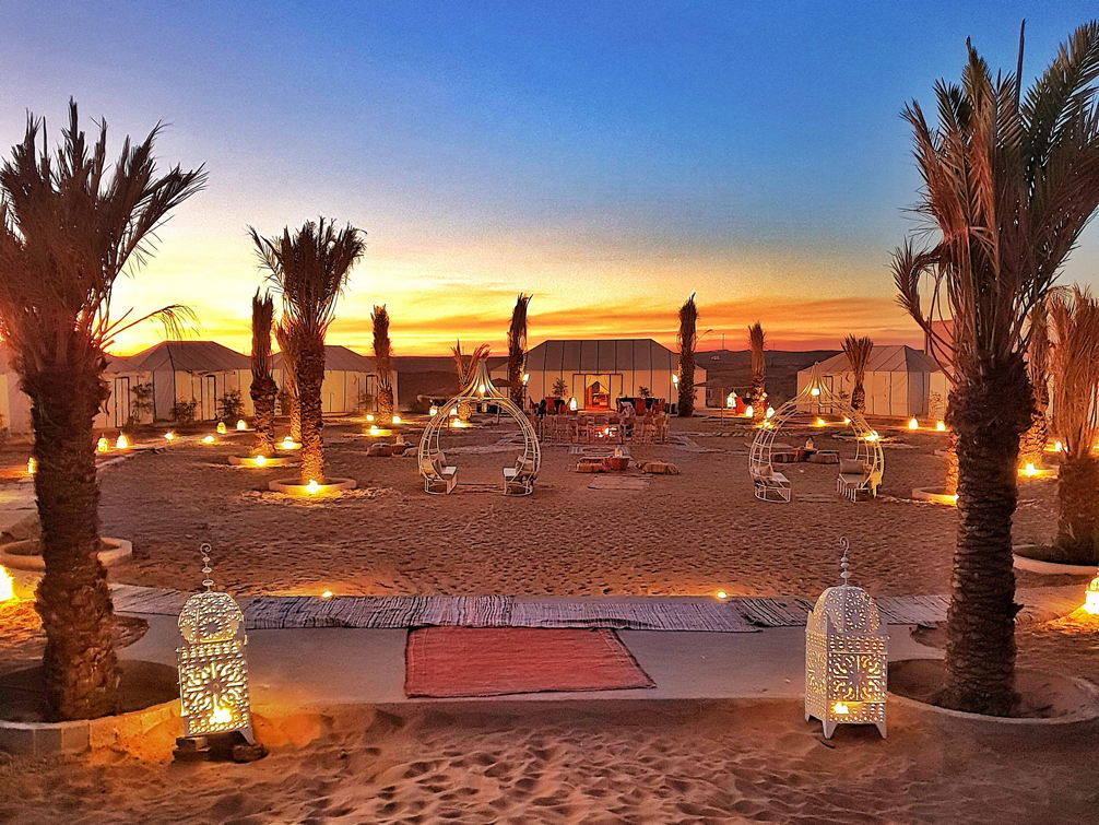 Acampamento de luxo no deserto do Saara em Marrocos