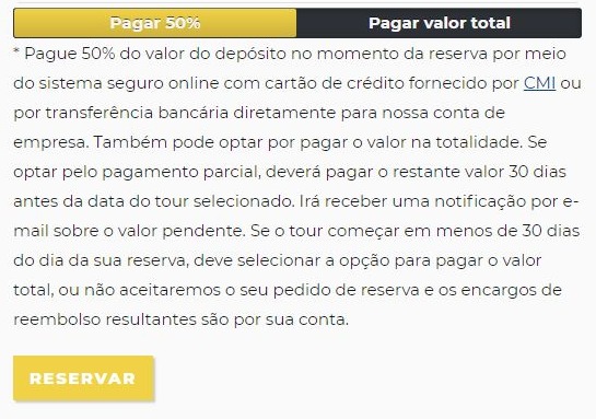 Condições de Reserva pagar 50