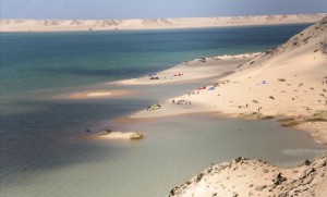 Praia da Baía de Dakhla em Marrocos